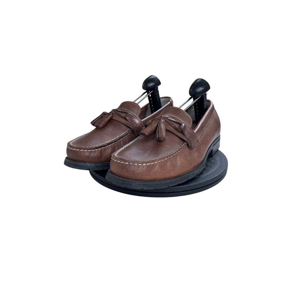 Mens Bass Adams II Brown Leather Tasseled Loafers Size 9M Brown Black